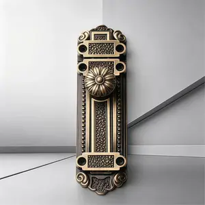 1 PCS Vintage Heavy-Duty Metal Door Lock and Bolt Set - Floral Pattern Design, No Battery Needed, Easy Installation, Door Locks for Home Security, Classic Design, Durable Construction