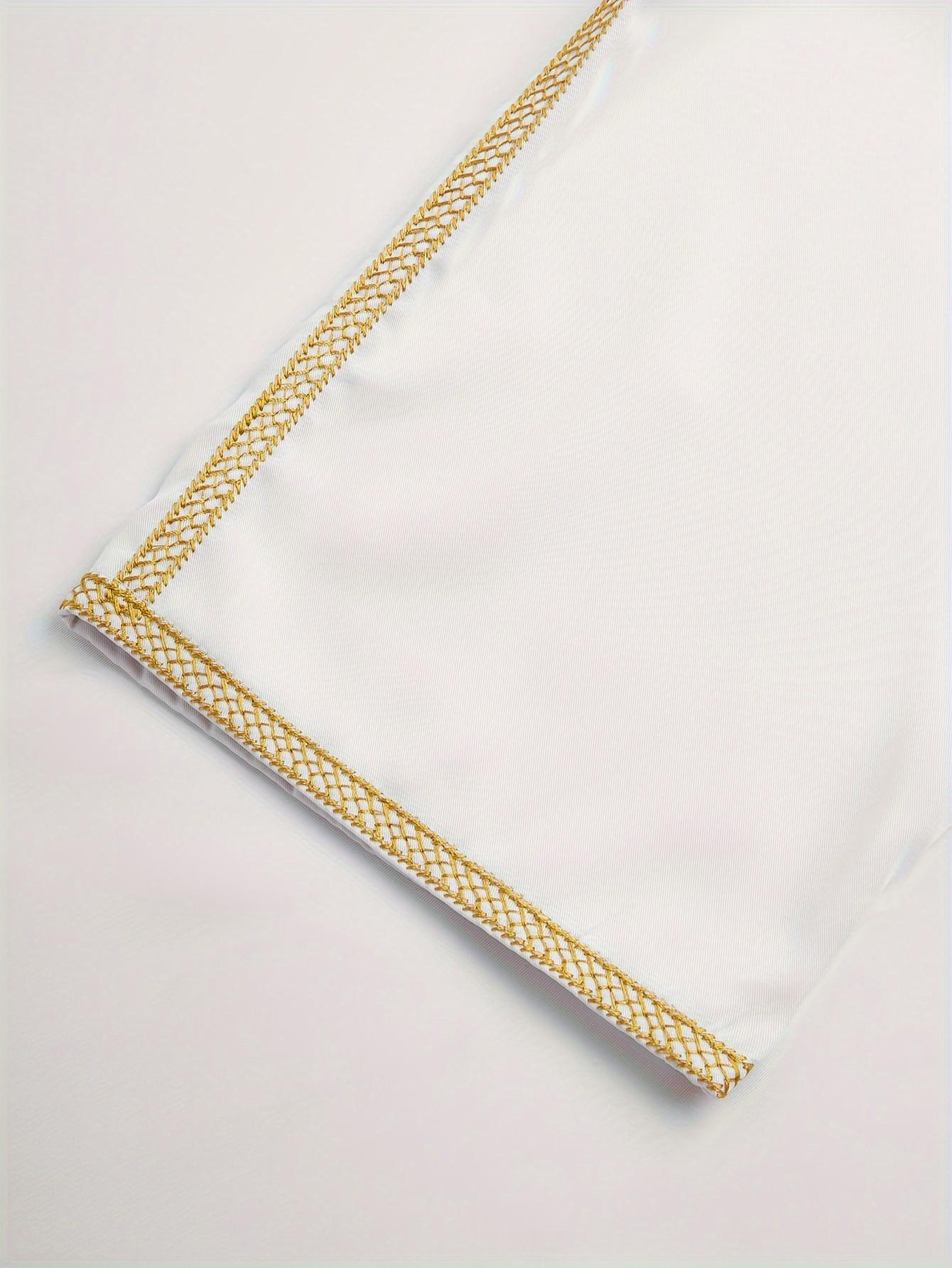 [Traditional Moroccan Robe] Zhiyu's Choice Traditional Moroccan Men's Robe |   Golden Thread Embroidery, Breathable Polyester, Loose Fit Elegant Design for Worship, Holiday & Special Occasion Wear