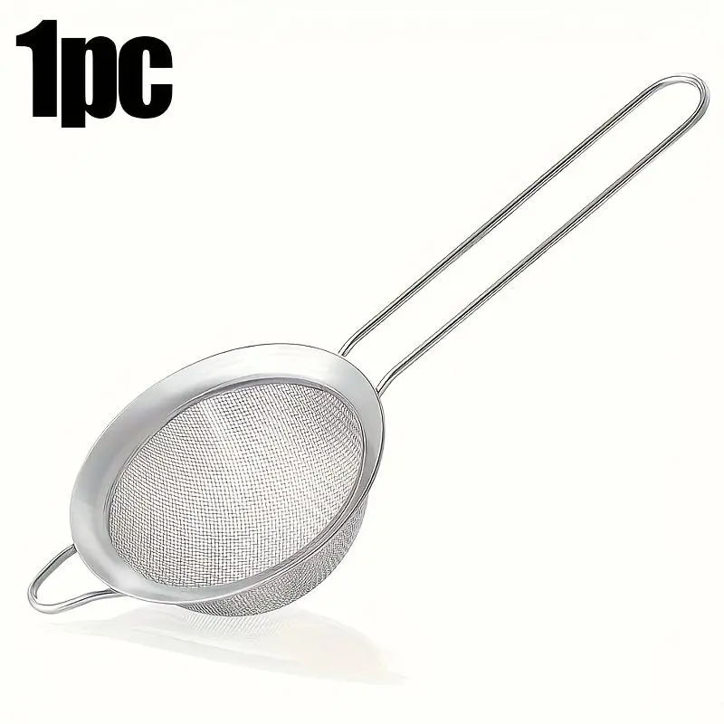 Stainless Steel Mini Mesh Strainer - Compact Form, Metal Mesh, Round Shape Small Sieve with Handle, Electric-Free Durable Filter for Cocktails, Coffee, Home Cooks