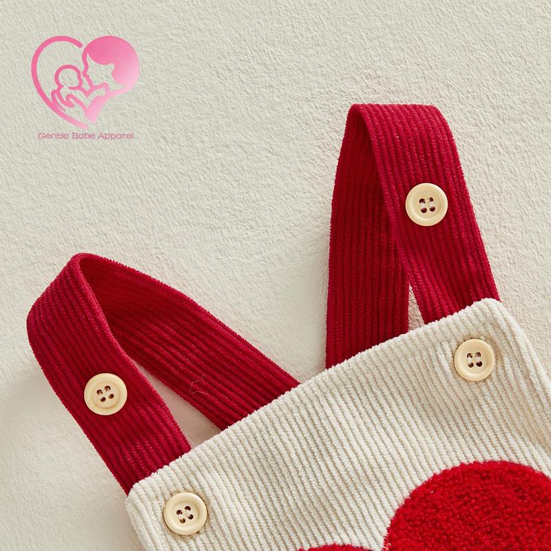 GBA Infant Baby Boy Girl Valentine's Romper Sleeveless Cute Heart Letters Embroidery Bubble Jumpsuit Spring Summer 0-18 Months