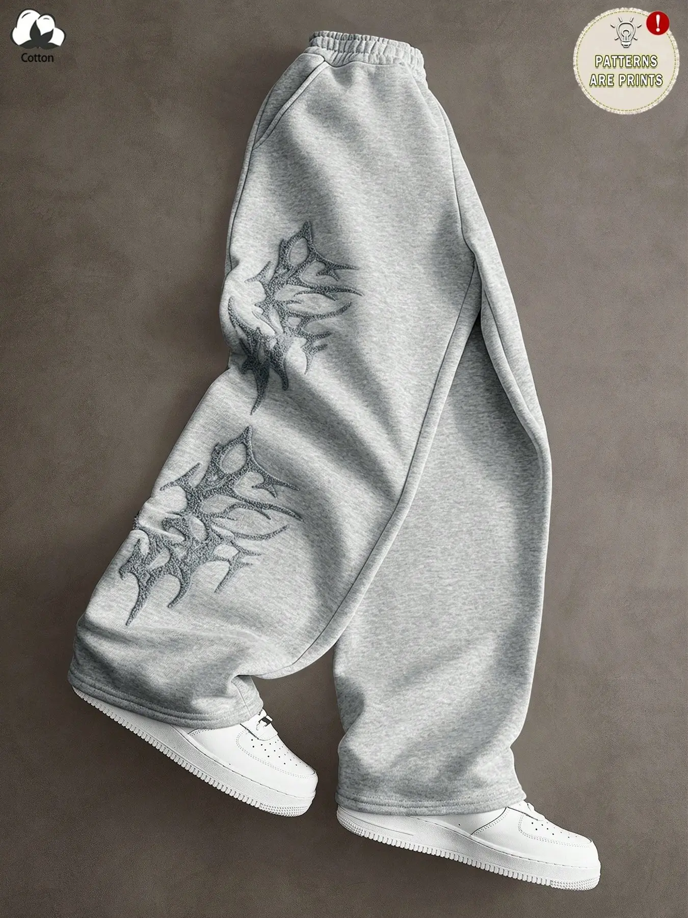 Unisex Multi-Color Double Gothic Thorn Font Print Wide Leg Sweatpants Elastic Waist Dark Streetwear Casual Baggy Pants