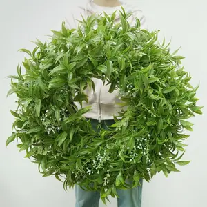 26 Inch Large Boxwoods Wreaths for Front Door Artificial Green Eucalyptus Leaves Greenery Indoor Outdoor Wreath  Decor Porch Window Wall  Door Decorations Spring Summer