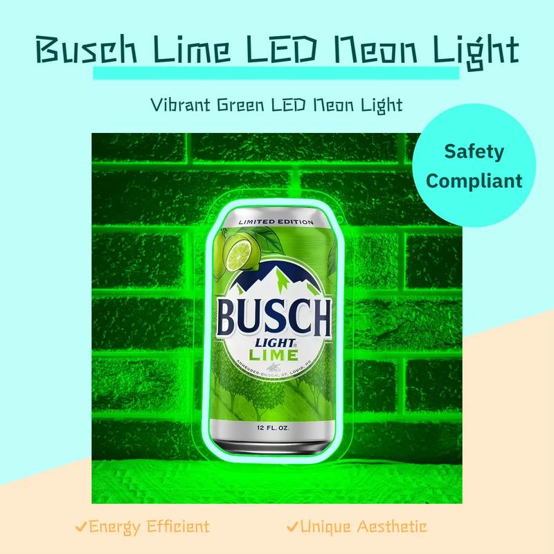 Busch Lime Beer Led Neon Sign for Wall Decor, Neon Lights for Bedroom Led Signs Suitable for Man Cave Bar Pub Restaurant Christmas Birthday Party Gift Led Art Wall