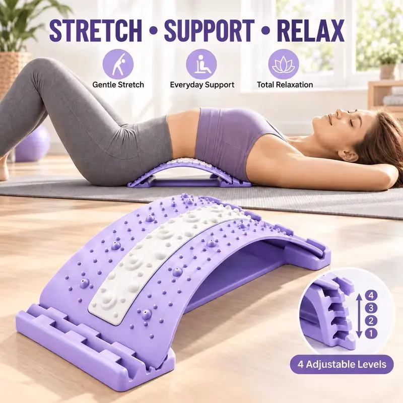 Back Stretcher, Body Care Tool with Magnetic Acupressure Points, 4 Adjustable Levels, Suitable for Adults, Athletes, Drivers, Ideal Birthday & Valentine’s Day Gifts for Family, Friends