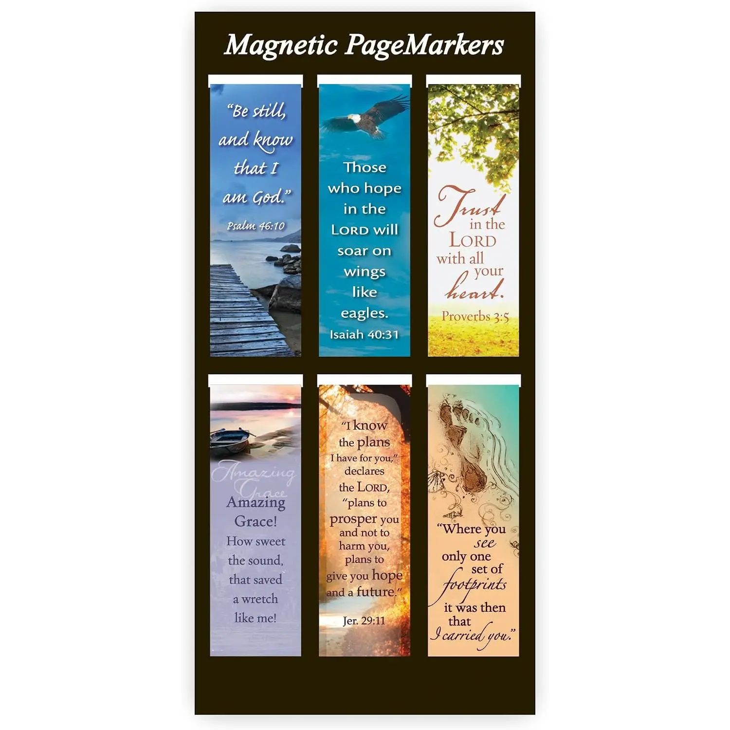Classic Nature Collection Inspirational Bookmark Set - 6-Piece Office Stationery Pagemarkers with Bible Verses, Scripture, Hymns, Poems - 2.3x0.8in for Bibles, Books (for Women), Set Of 6