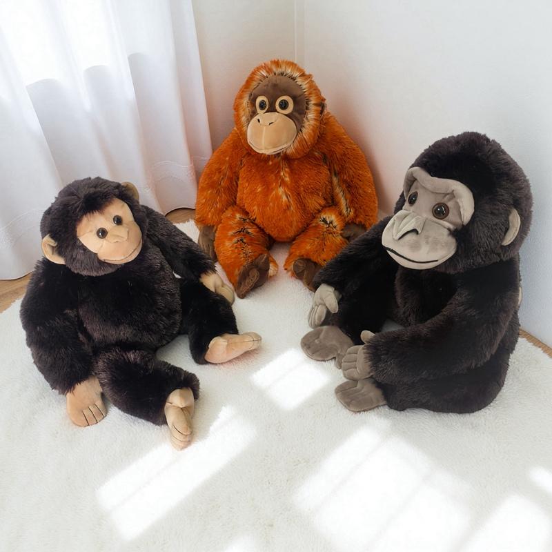 High Quality Gorilla Plush Toys Stuffed Lifelike Sitting Pose Monkey Orangutan Doll Warm Cuddly Children Companion Animal