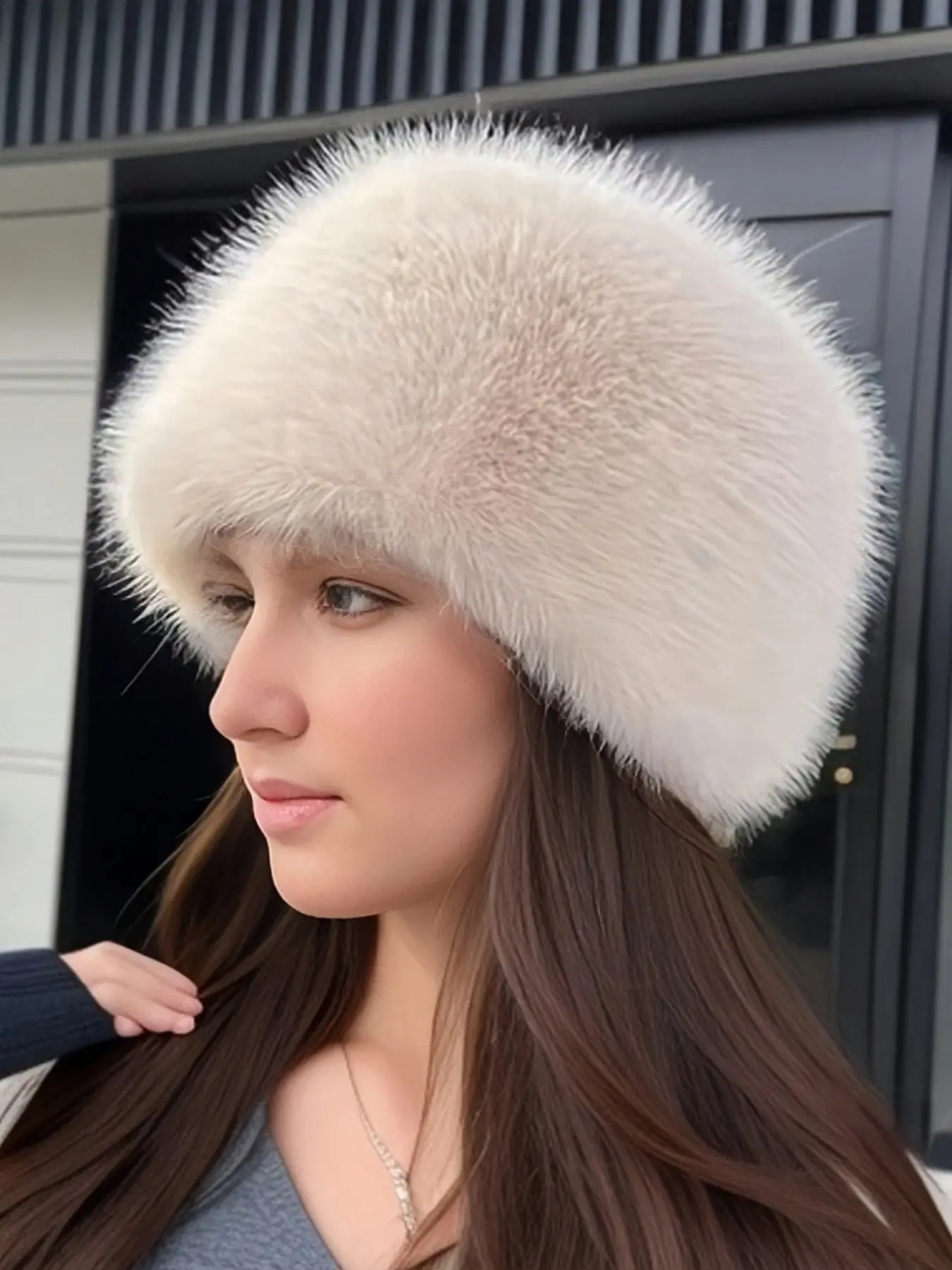 Imitation Mink Fur Flat Top Fisherman Hat, Thick Plush Hunting Cap, Unisex Fall & Winter Casual Fitted Hat, Woven Plain Pattern, Winter Warm Beanies