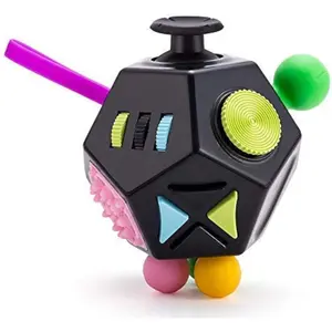 12 Sided Cube Toys,Fidget Toys Cube Relieves Stress and Anxiety for Kids and Adults with ADD,OCD,ADHD,Autism (Black / B2)fidget toys