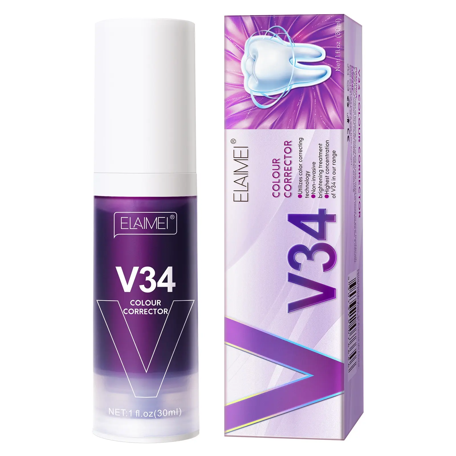 Elaimei Toothpaste, Optical Formula, Brightens Teeth, Gentle Clean, Mint Flavor, Plant Extracts, Daily Use, Fresh Breath, Shiny Smile