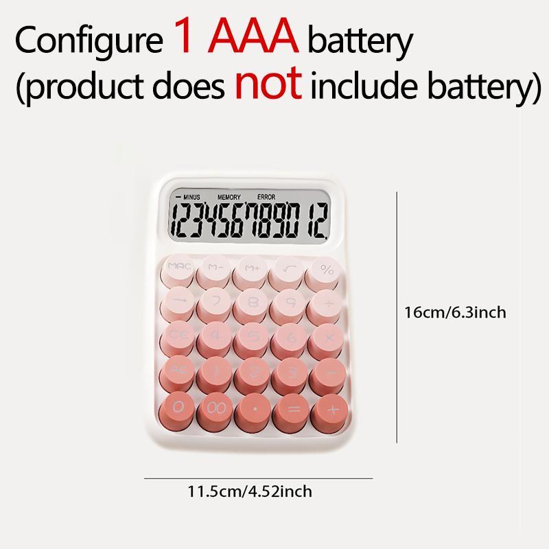 12-digit Calculator, 1 Count Battery Powered Gradient Calculator, Office Calculator with Large Button Display for Students, Office Supplies, Electronic
