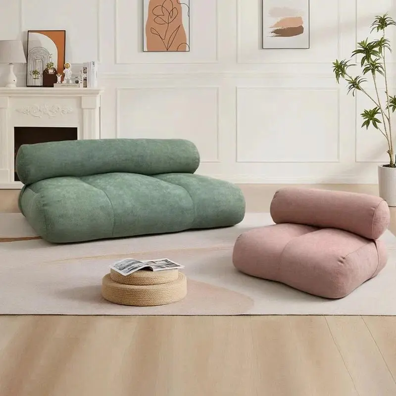 Chenille Upholstered No-Leg Floor Couch, Modular Lazy Sofa for Bohemian Homes, 28"w × 32"d × 23"h Soft Plush Seating for Adults, Bigger Space Feel Chair for Reading & Gaming
