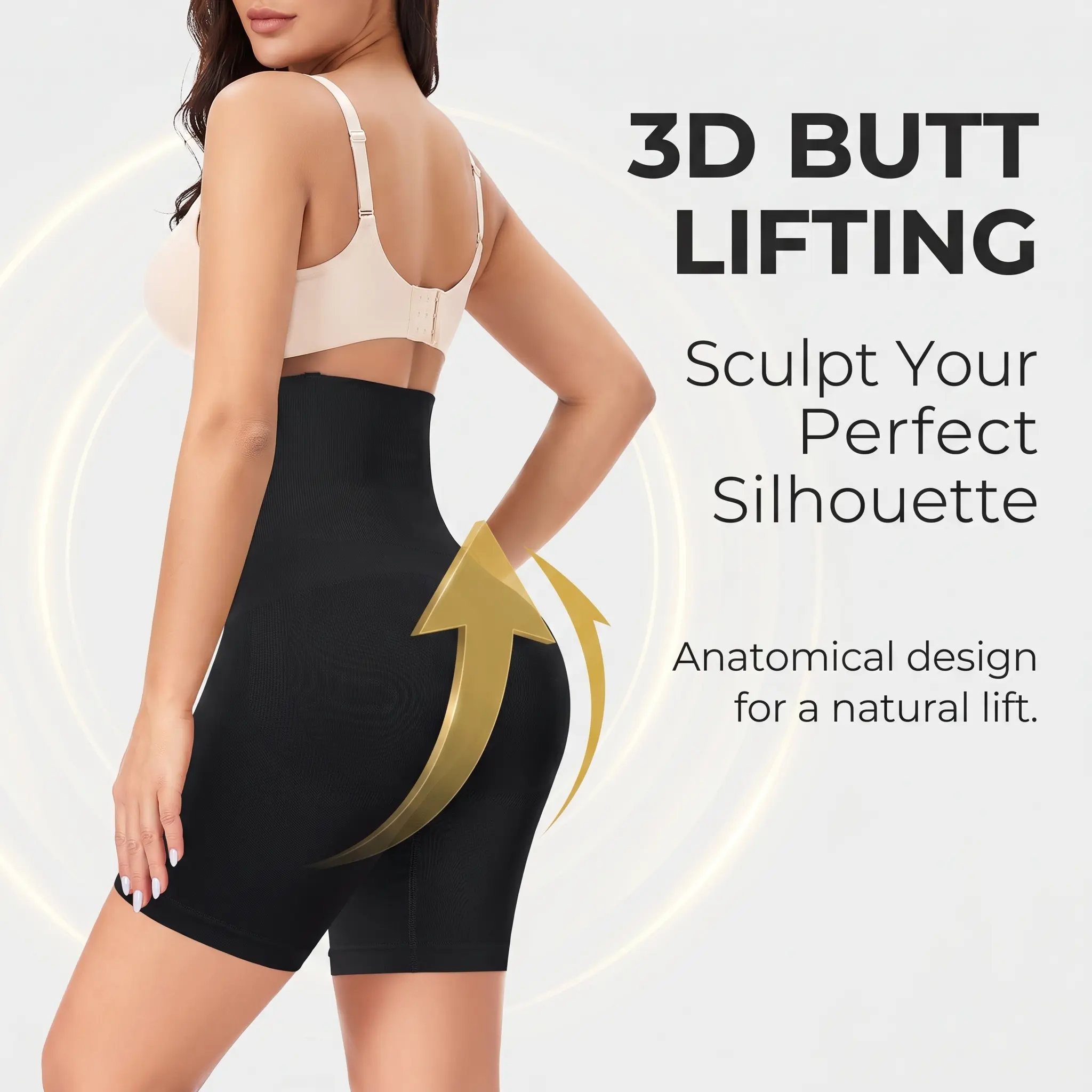 High Waist Tummy Control Shapewear Shorts For Women 4 Fish Bone Anti Rolling Down Butt Lifter 3D Hip Enhancer Seamless Mid Thigh Waist Trainer Compression Shaper For Daily Wedding Postpartum Wear
