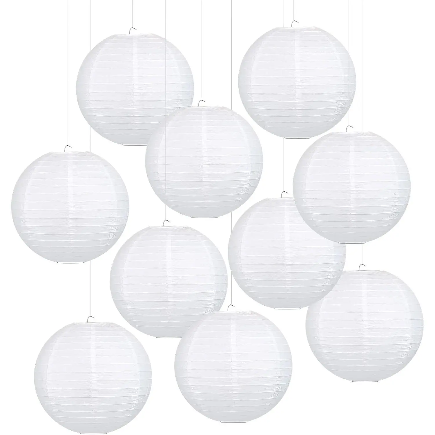 6 Inch White Paper Lanterns, 10-Pack