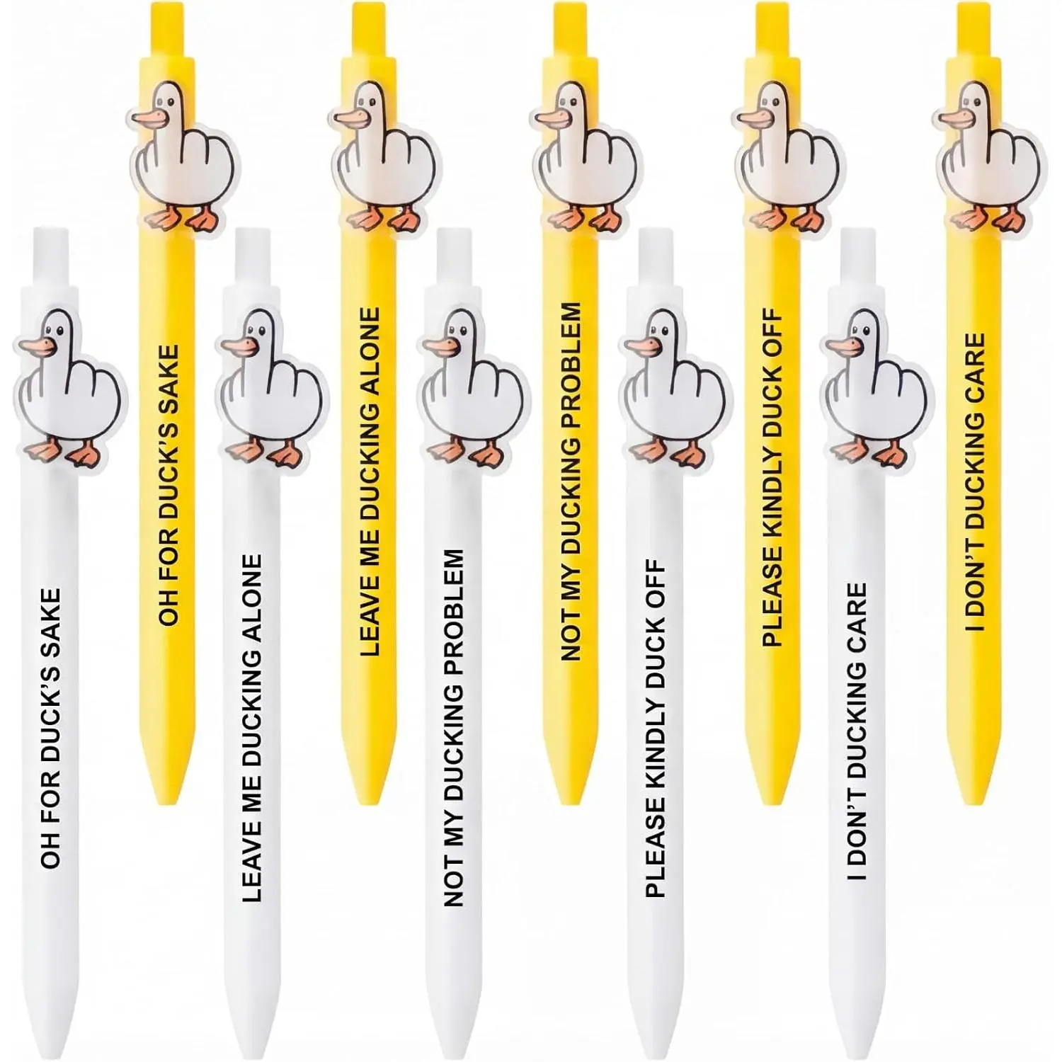10 count Funny Pens Novelty Middle Finger Duck Gel Pens, 0.5mm Fine Tip, White Elephant Gifts Writing Supplies