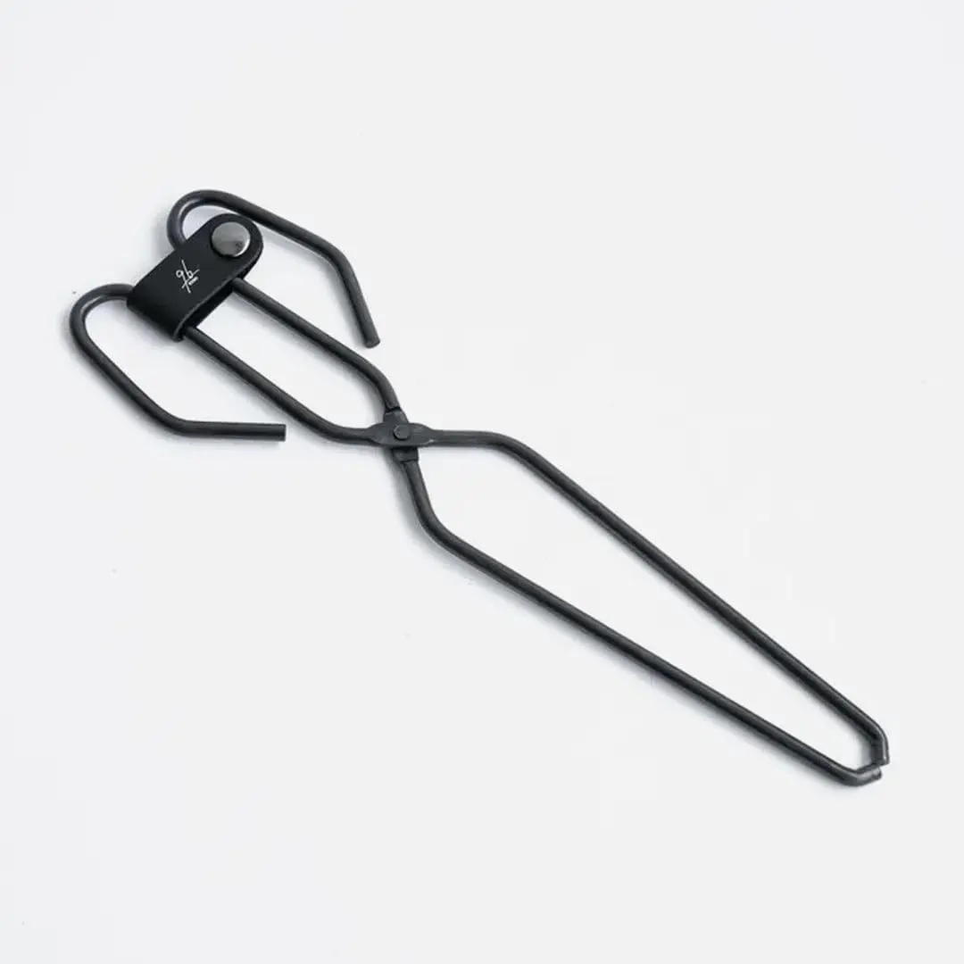 Black Fire Tongs – 11.2" Handcrafted Japanese Blackened Iron – Lightweight, Precision Firewood Tongs for Campfire, Fireplace, and Stove Use