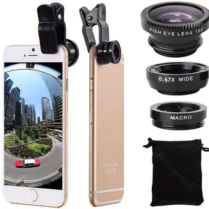 3-in-1 Smartphone Lens Kit - 210 Fisheye, 120 Wide-Angle, 25X Macro for Stunning Photography - Compatible with iPhone/Android/Cellphone and Tablet Christmas Present