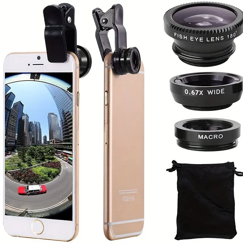 3-in-1 Smartphone Lens Kit - 210 Fisheye, 120 Wide-Angle, 25X Macro for Stunning Photography - Compatible with iPhone/Android/Cellphone and Tablet Christmas Present Smartphone Lens Attachment