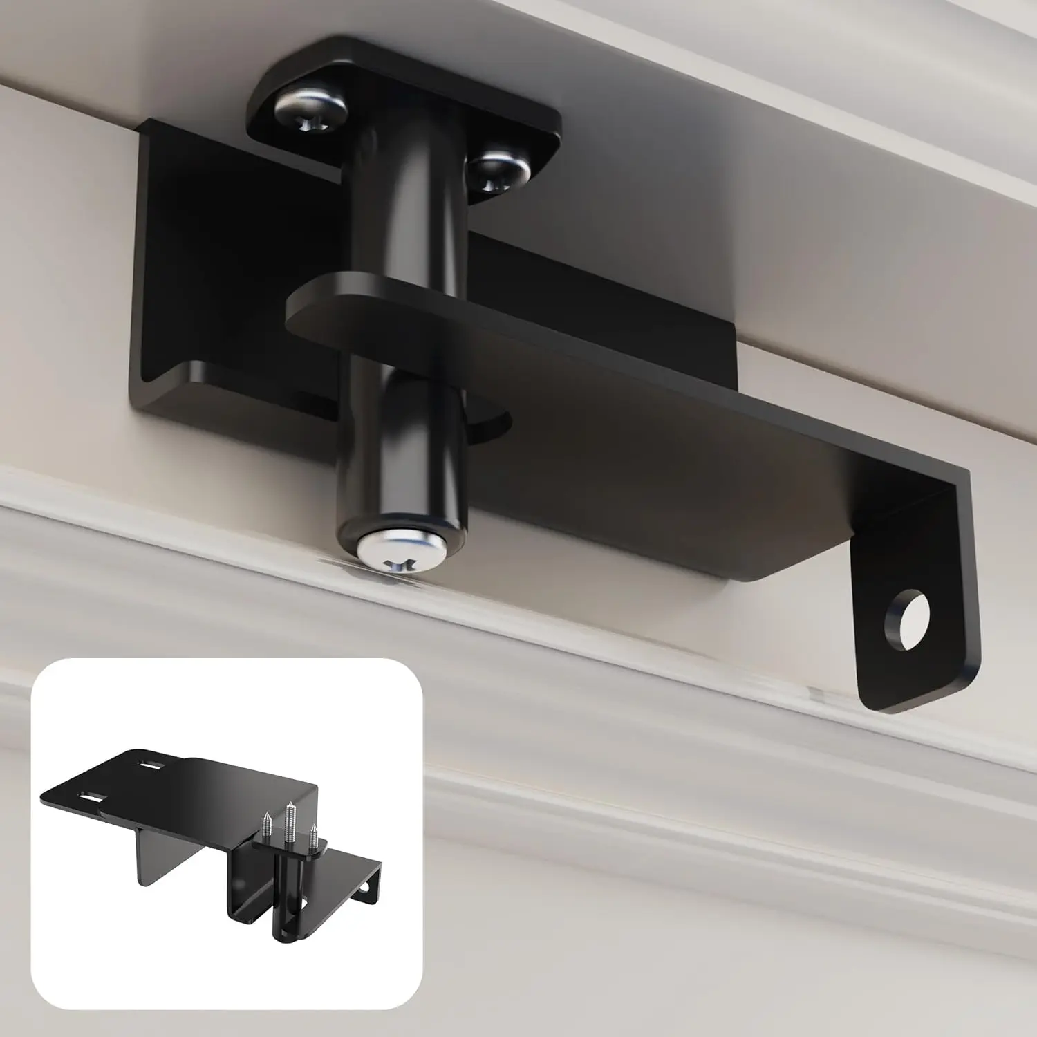 Child Safety Door Top Lock | Child Door Top Lock for&Exterior&French Door | Lock & Unlock from Either Sides | for Childproofing | Door Lock for Kids Safety | Black