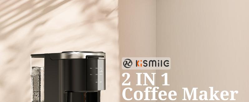 Kismile Single Serve Coffee Maker, 2 in 1 Pod Coffee Maker for K-Cup & Ground, 6 to 14oz Brew Sizes, 40oz Removable Water Reservoir, LCD Screen, Self-Cleaning, Black
