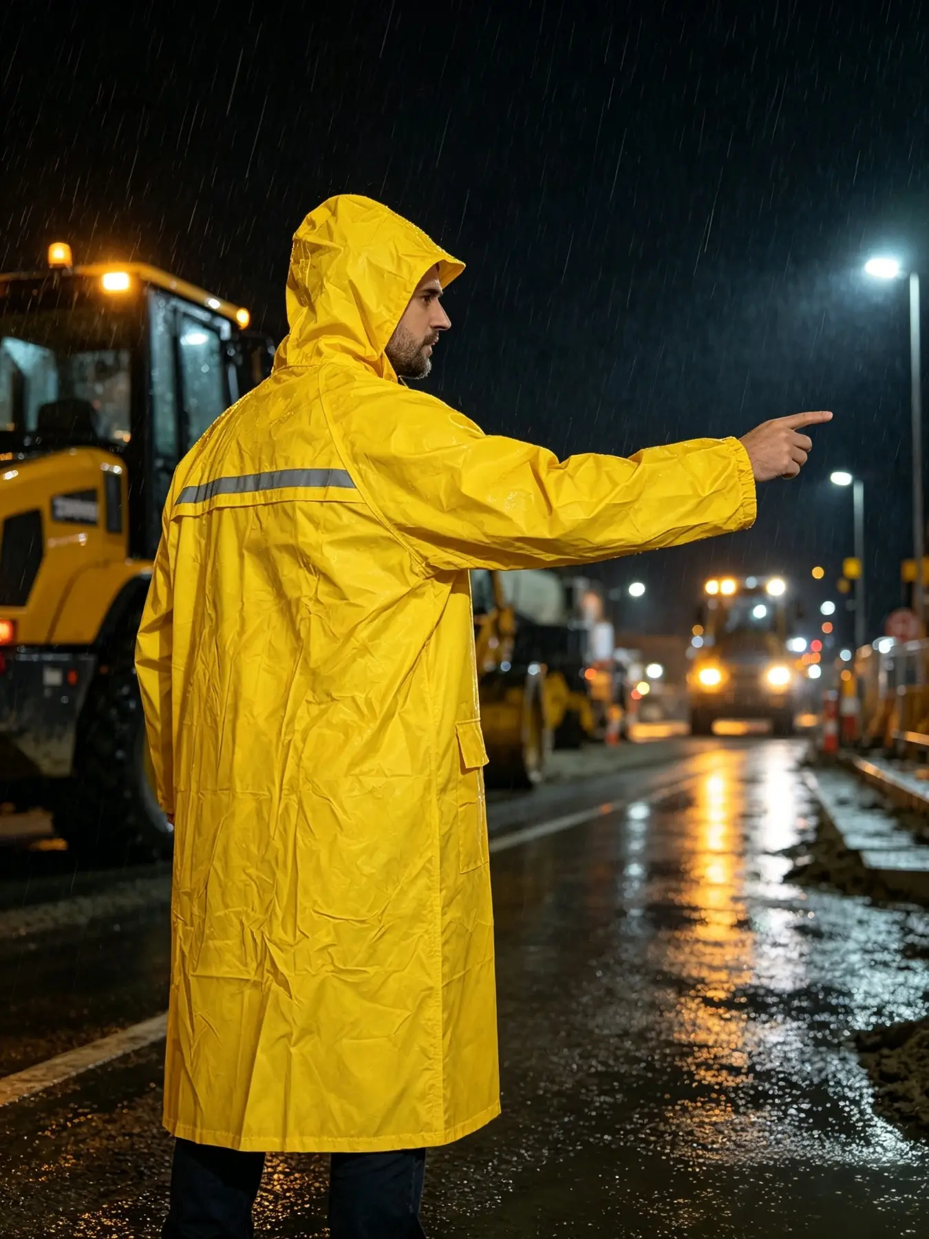 Bright Outdoor Waterproof Raincoat with Reflective Strips, Durable Tear-Resistant, Ideal for Commuting and Night Work