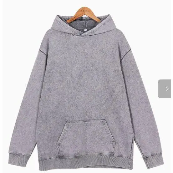 Men's Heavyweight Oversized Hooded Sweatshirt – New Autumn/Winter Arrivals-American Vintage Style, Wax-Resist Dye, Distressed French Terry – Streetwear Long-Sleeve Hoodie/Top--CK