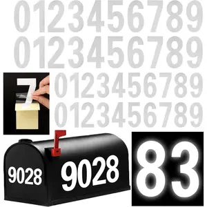Reflective Mailbox Numbers for Outside, 40 count Vinyl  White Mailbox Numbers Stickers, 3 Inch and 4 Inch  Self-Adhesive House Adress Numbers for Mailbox Door Signs