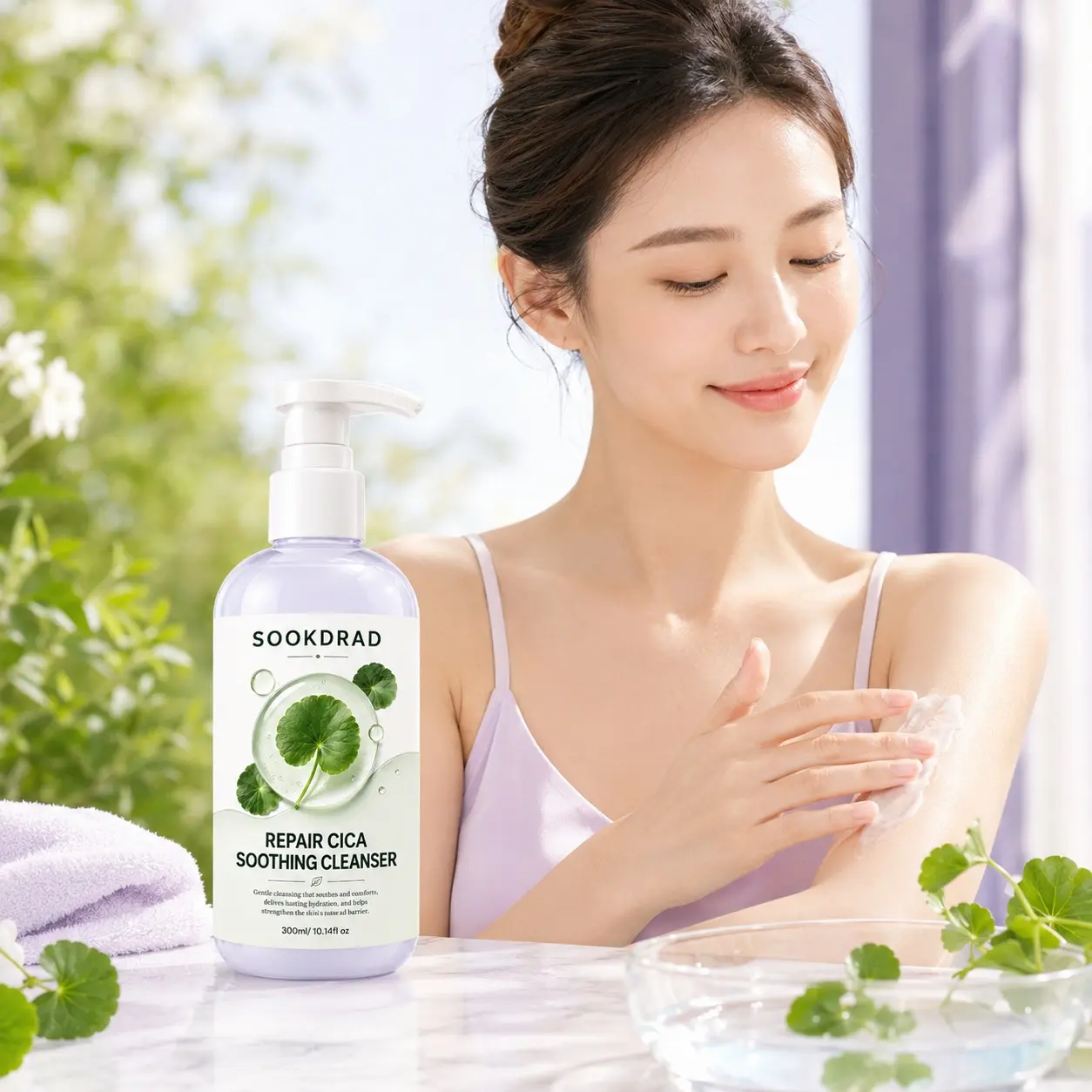 Repair Cica Soothing Cleanser, Cica extract, gentle cleansing, soothing, hydrating, repairing, strengthening skin barrier, facial use, 300ml/10.14fl oz
