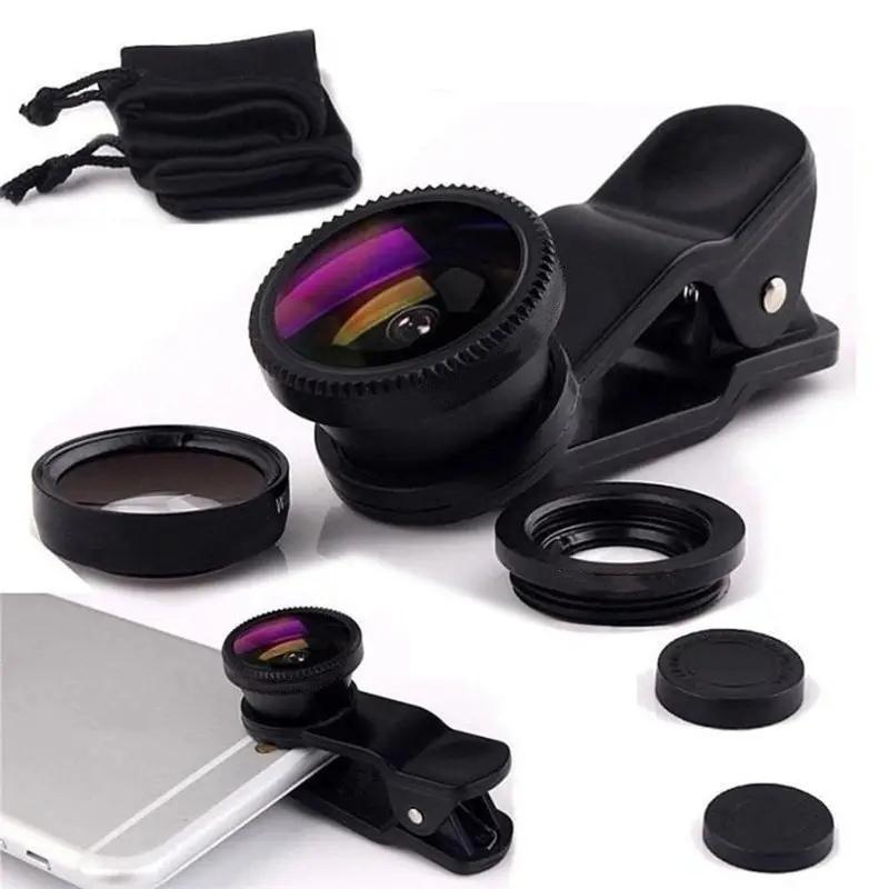 Universal Clip Lens Set, Professional 3 In 1 Mobile Phone Camera Lens, Portable Wide Angle & Fisheye & Macro Lens, Lens Kit for Mobile Phone, Cell Phone Accessories, Phone Lens Filter
