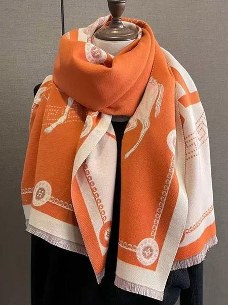 Women's Vintage High-End Plaid Jacquard Knit Scarf Elegant Fall Winter Accessory Warm Anti-Cold Shawl for Daily Wear Unique Pattern Knit Texture