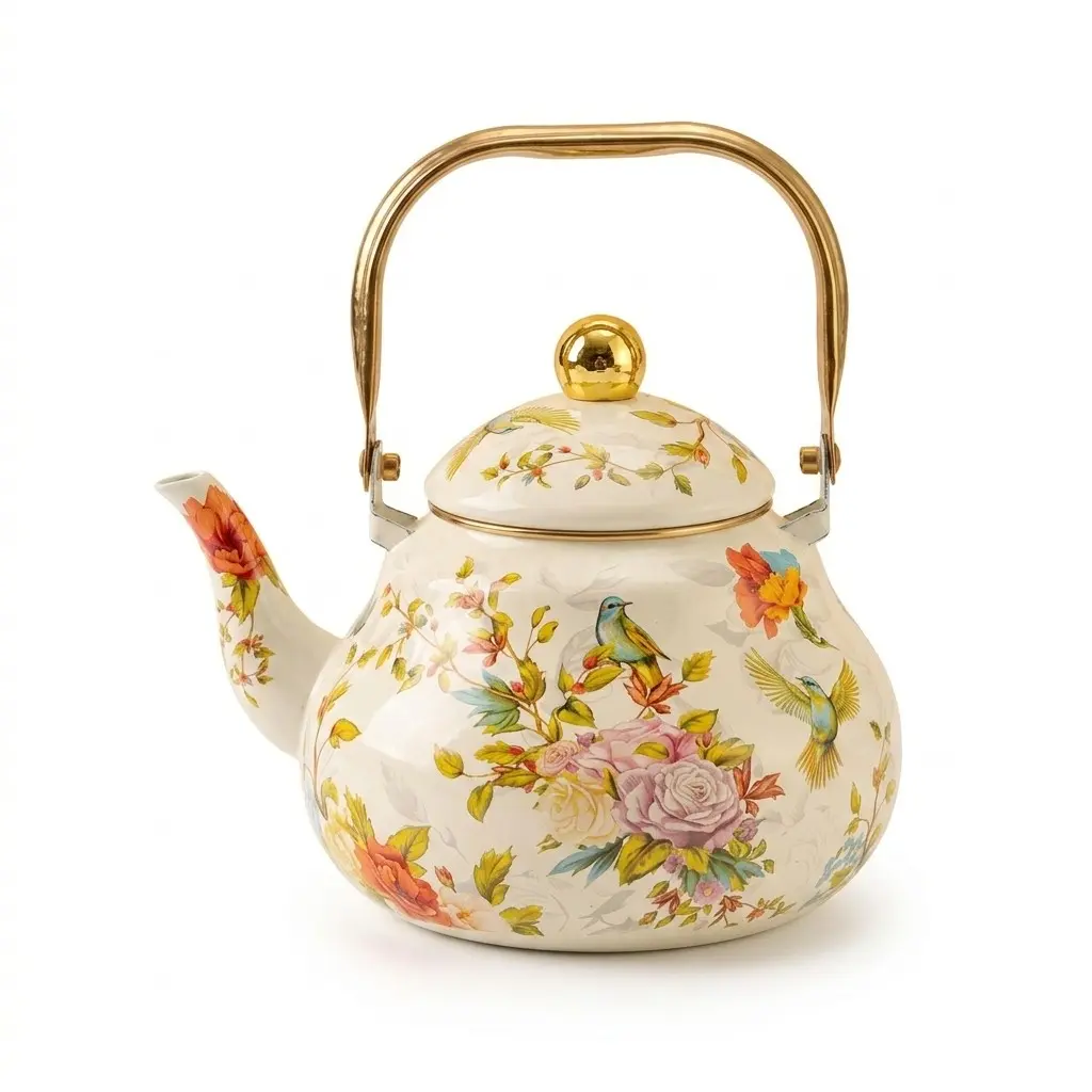 Classic Retro Enamel Water Pot, British Milk Tea Pot, Teapot, Coffee Pot, Handmade for Kitchen, Outdoor Afternoon Tea, Gift Idea