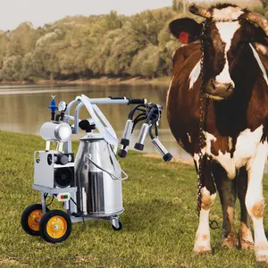 550W Electric Cow Milking Machine, 6.6 gal / 25L 304 Stainless Steel Bucket, Stainless Steel Bucket Portable Milker, 5-8 Cows/Hour for Cattle Goat Farm Use