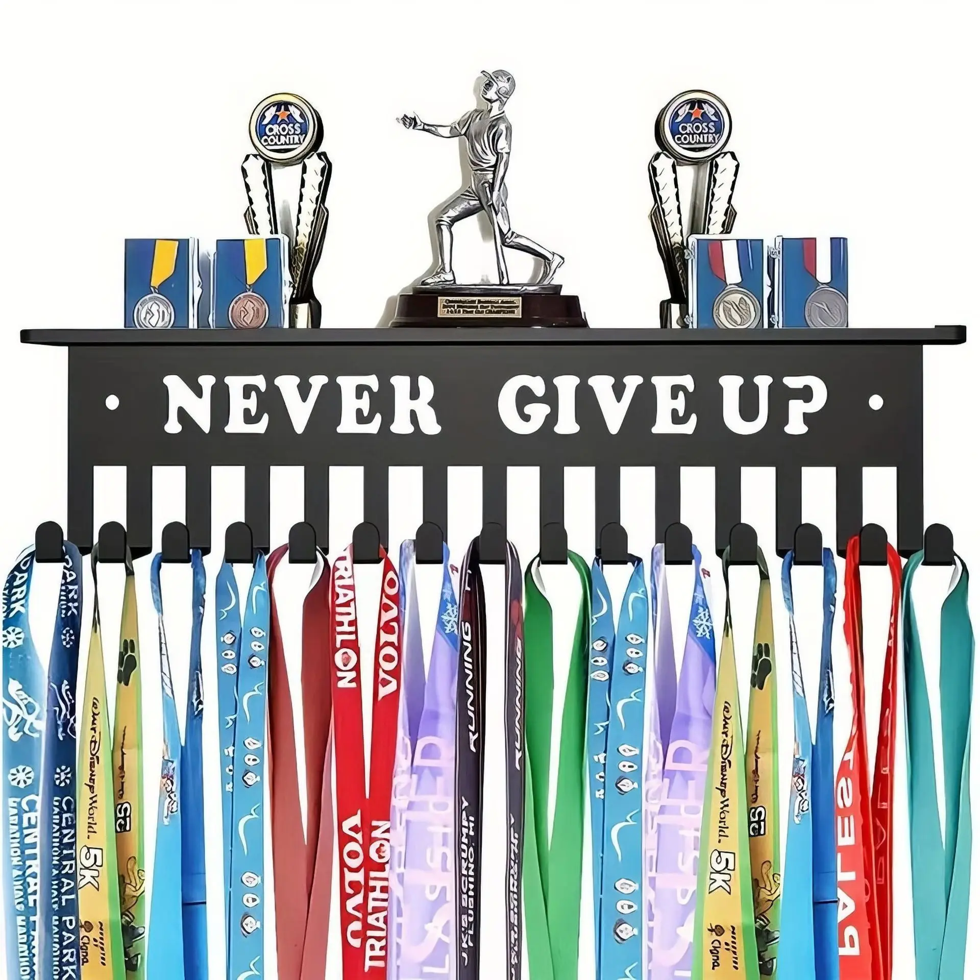 Sports Football Medal Display Metal Rack, Race Bib and Medal Hanger for Runners, Durable Medal Holder Display Rack, Perfect for Sports Enthusiasts