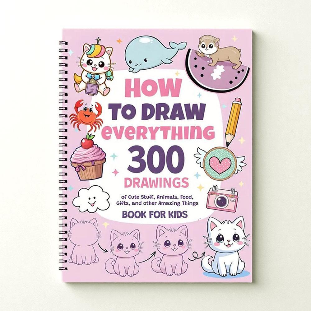 How to Draw 300 Cute Animal Food & Creative Patterns, Doodle Books, DIY Drawing, Stress Relief, Coloring, Improve Imagination, Adult Student Gift Coloring Book #GLOBAL PICKS