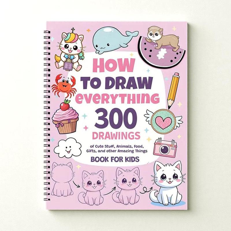 How to Draw 300 Cute Animal Food & Creative Patterns, DIY Drawing, Stress Relief, Coloring, Improve Imagination, Adult Student Gift Coloring Book #TOP PICKS