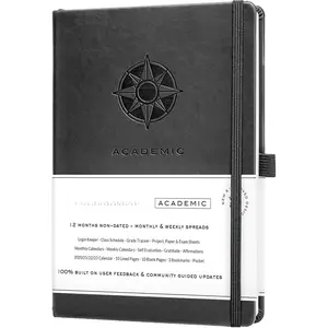 Academic  - Daily, Weekly, and Monthly Scheduling - 8.3 x 5.8 Inches - Undated Student  for Maximizing Focus and Productivity - 2020-2021 Reference Calendars (Black)