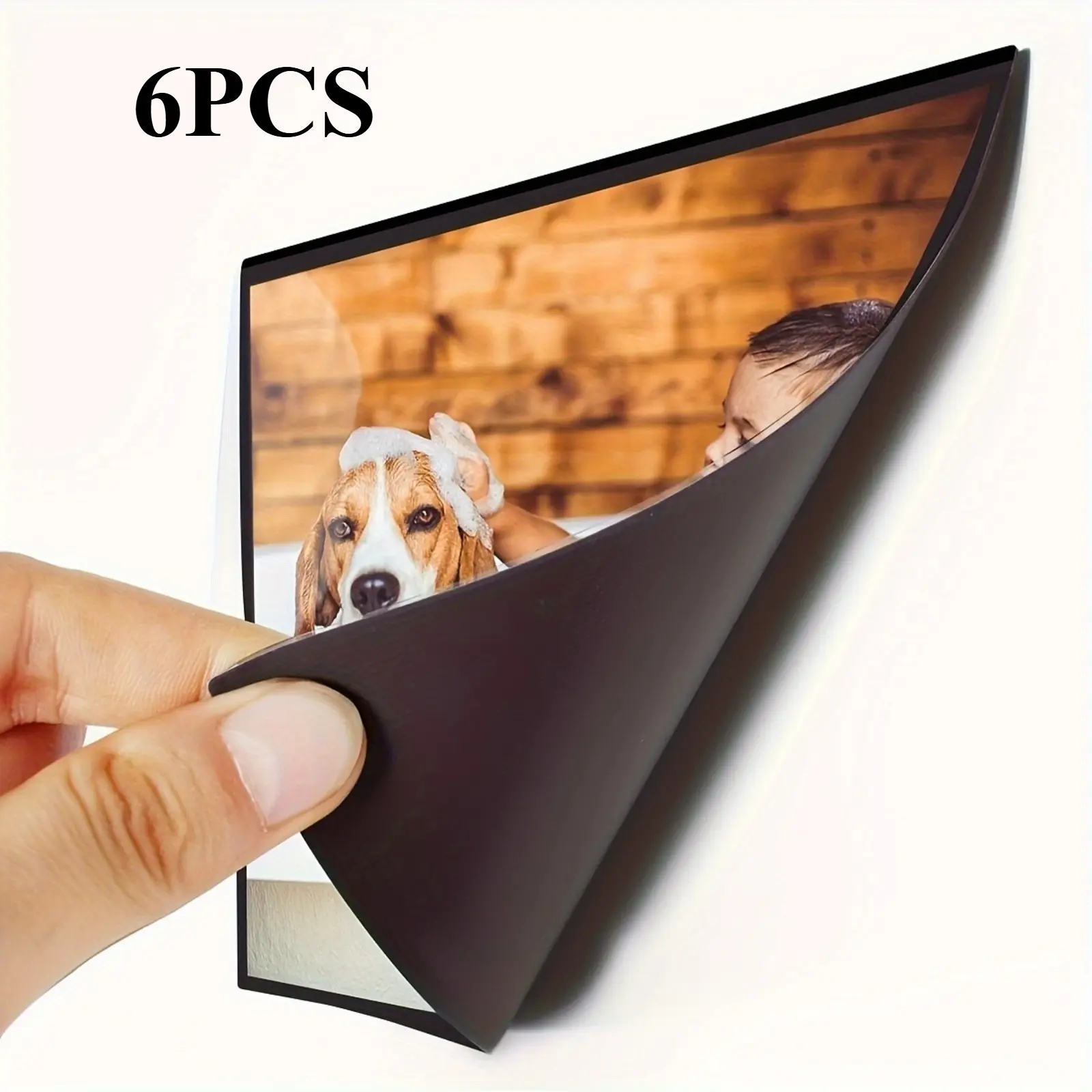 6pcs/ set, magnetic photo frame, 4X6 inch photo frame, reusable black magnet refrigerator photo set magnetic photo frame