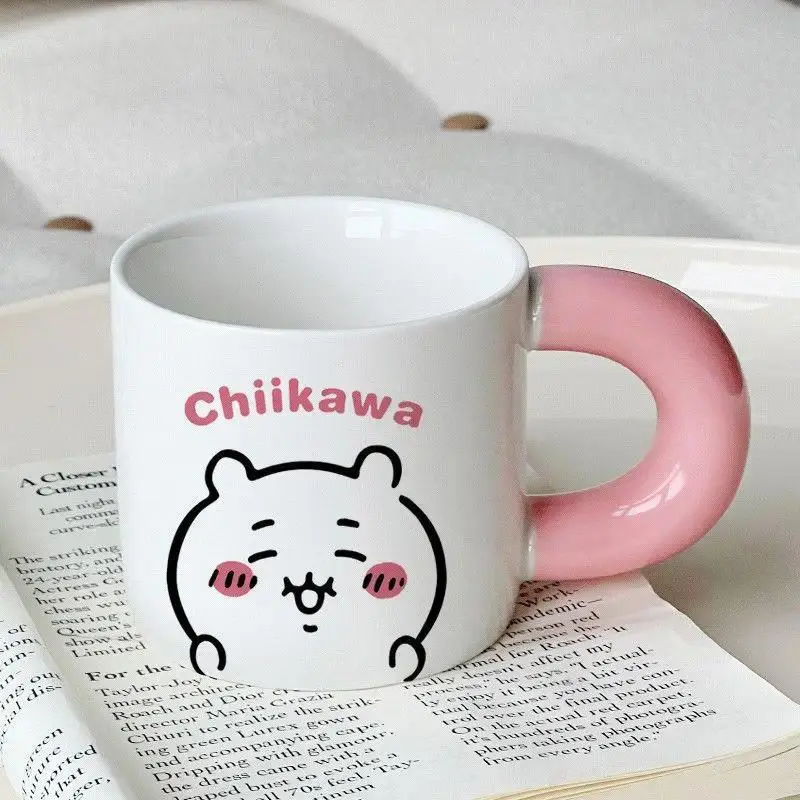 Anime Cute Kawaii Lovely Chiikawa Hachiware Water Cup Merchandise Usagi Momonga Flying Squirrel Ceramic Mug Sweet Creativity New