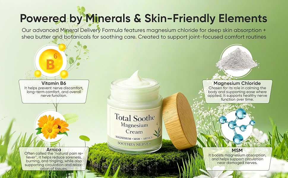 TotalRelief Magnesium Cream - Joint Relief Cream with Mineral Delivery Formula, MSM & Arnica – Fast Absorbing, Non-Greasy Topical for Everyday Joint & Muscle Comfort