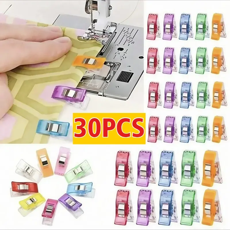 30PCS Colorful Multipurpose Sewing Clips Set Plastic Craft Crocheting Knitting Safety Clothing Binding Clips for Paper - Assorted Pack