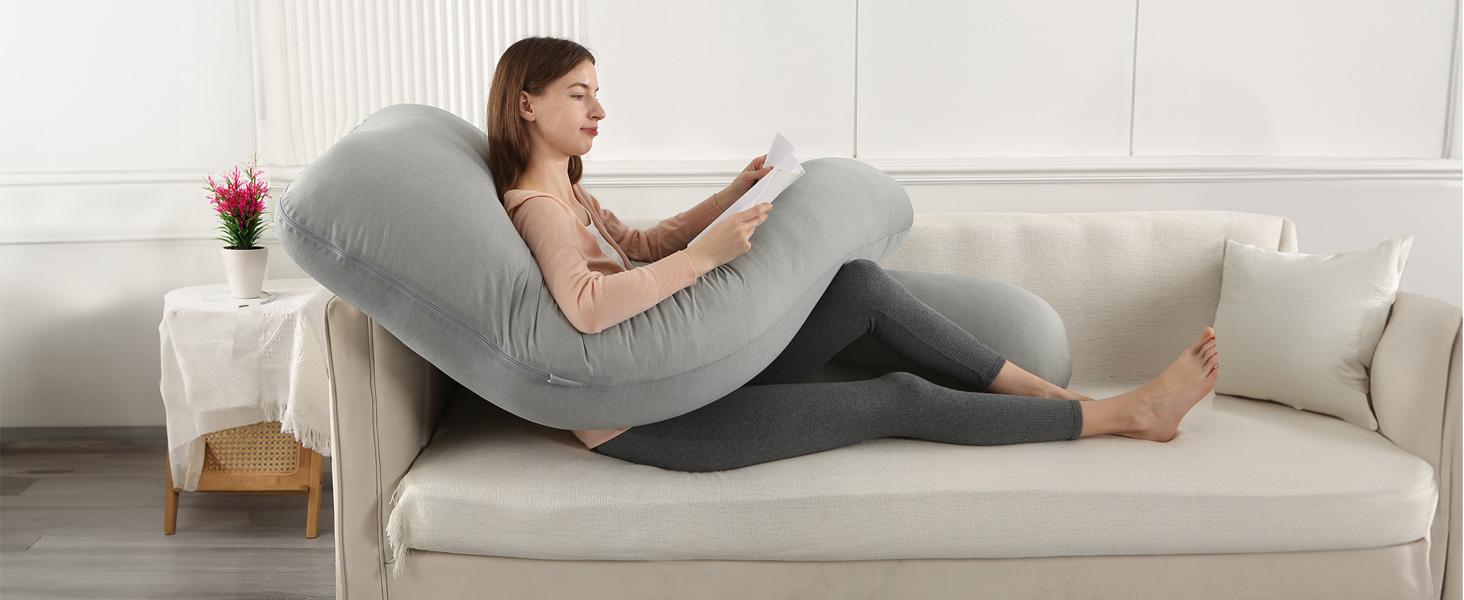 Pregnancy Pillow for Sleeping,Full Body Maternity Pillow with Removable Washable Cover,Support for Back,Hips,Legs,Belly for Pregnant Women