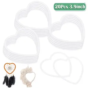 20Pcs Plastic Heart Dreamcatcher Rings 3.9 Inch Macrame Hoop Catcher Rings DIY Macrame Craft Supplies for Wall Hanging and Home Decor Accessories