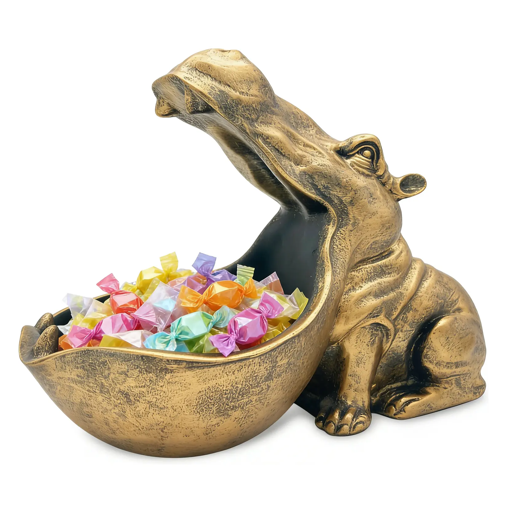 Novelty Hippo Resin Decorative Tray – Hippopotamus Storage Bowl for Candy, Keys, Snacks, Desk Organizer, Distinctive Home Decor Accent