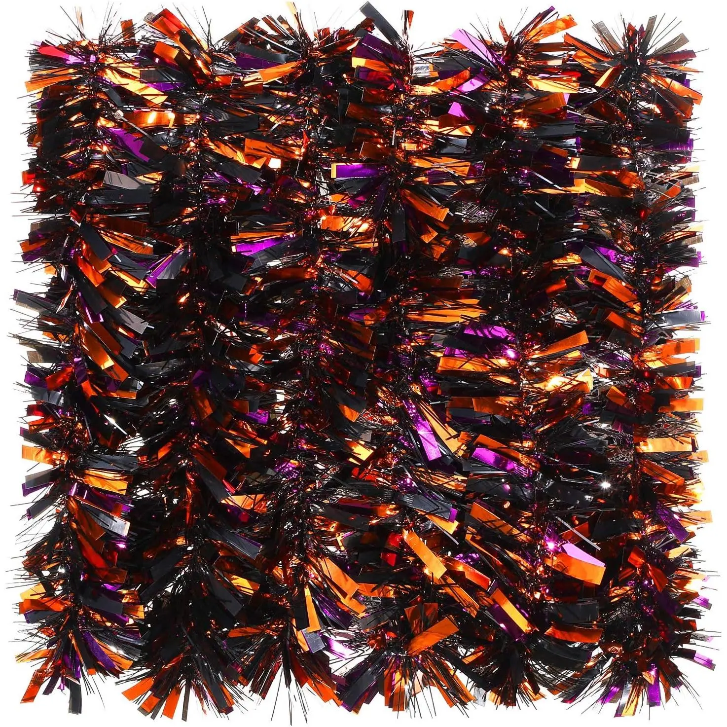 39.4FT/12M Halloween Tinsel Garland Chunky Glittering Tinsel  Color Metallic Shiny  Oranment for Halloween Party Indoor Outdoor Decoration(Black, Orange and  )