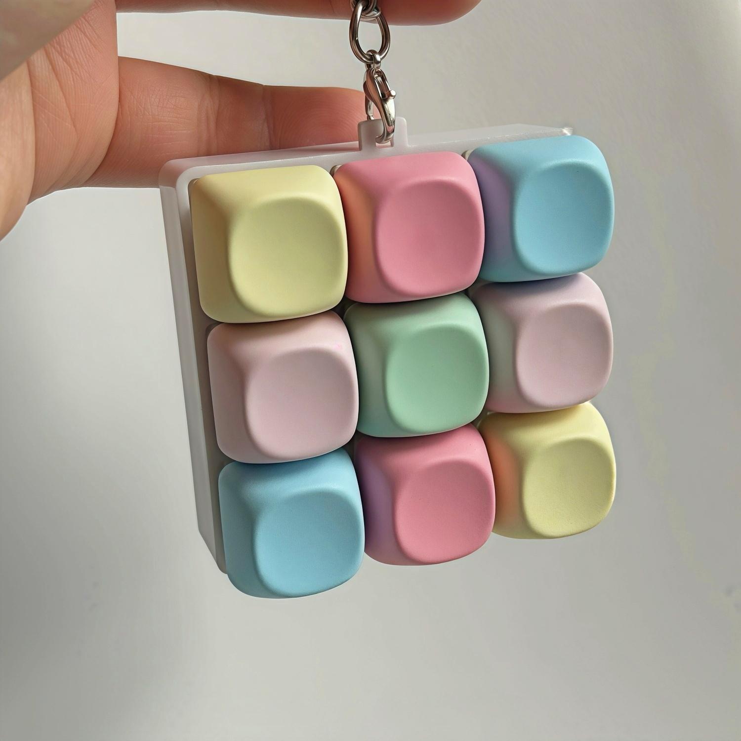 Keychain Fidget Toy Mechanical Keyboard - Portable Durable Backpack Accessory for Adults & Women, Colorful Key Button Stress Relief, Skin-Friendly Silicone, Pocket-Sized Decompression Tool