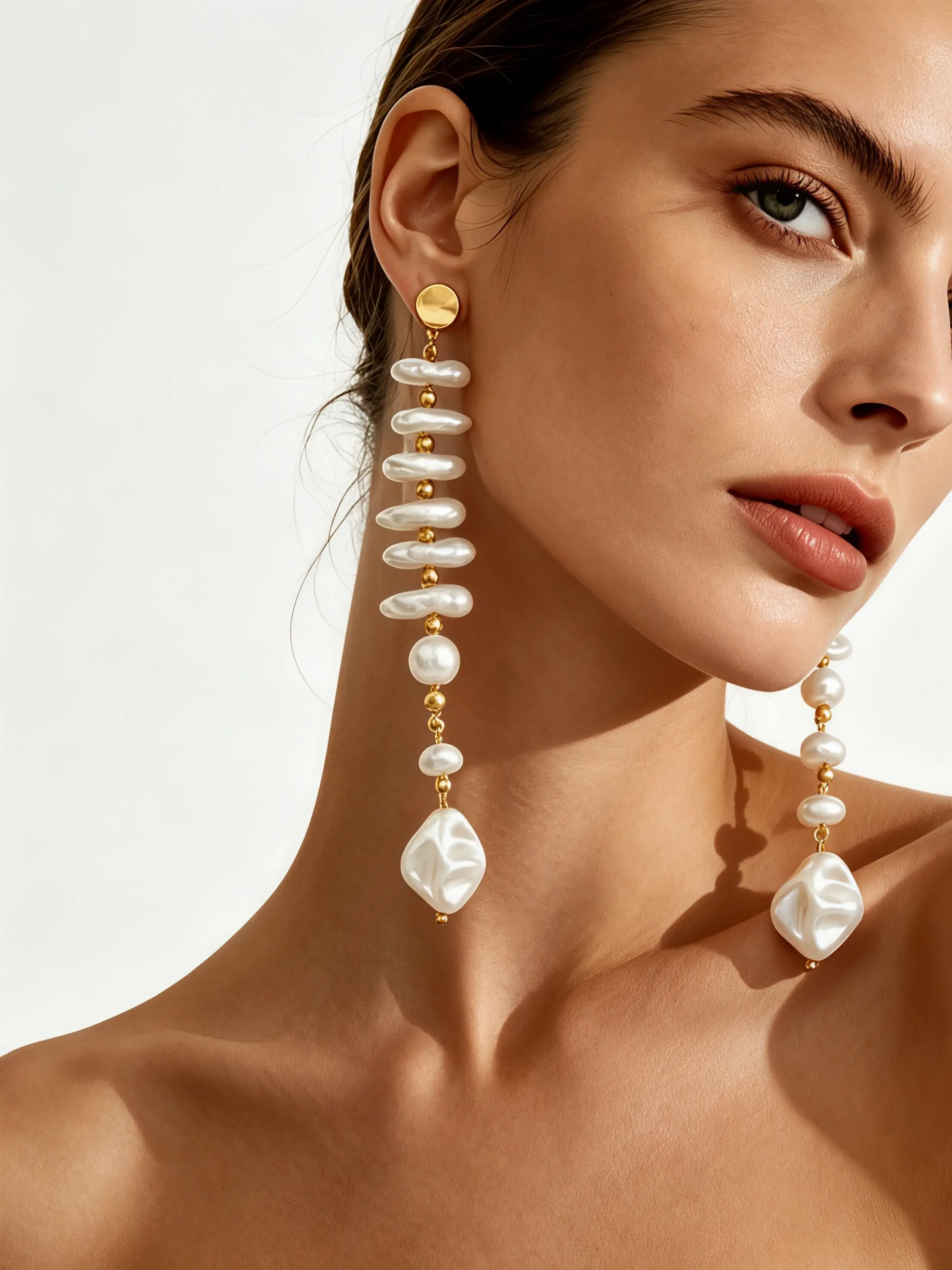 Women's Fashion Dangle Earrings, Irregular Shape Imitation Pearl Bead Earrings, Elegant Bohemian Style, Daily Party Wedding Wear