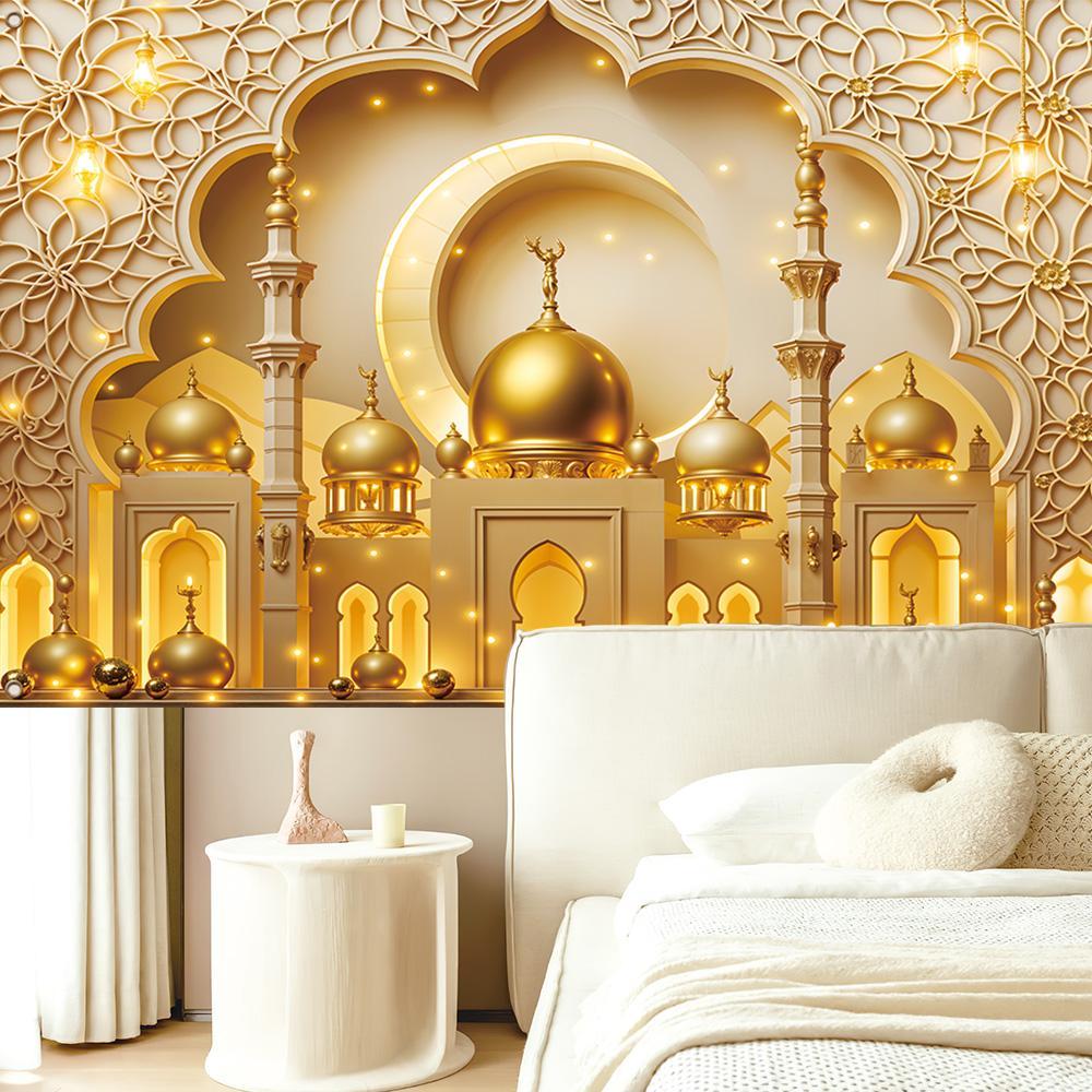 Ramadan Theme Backdrop, 1 Count Exquisite Mosque & Moon Pattern Backdrop, Decorative Banner for Home Party Wedding Festival