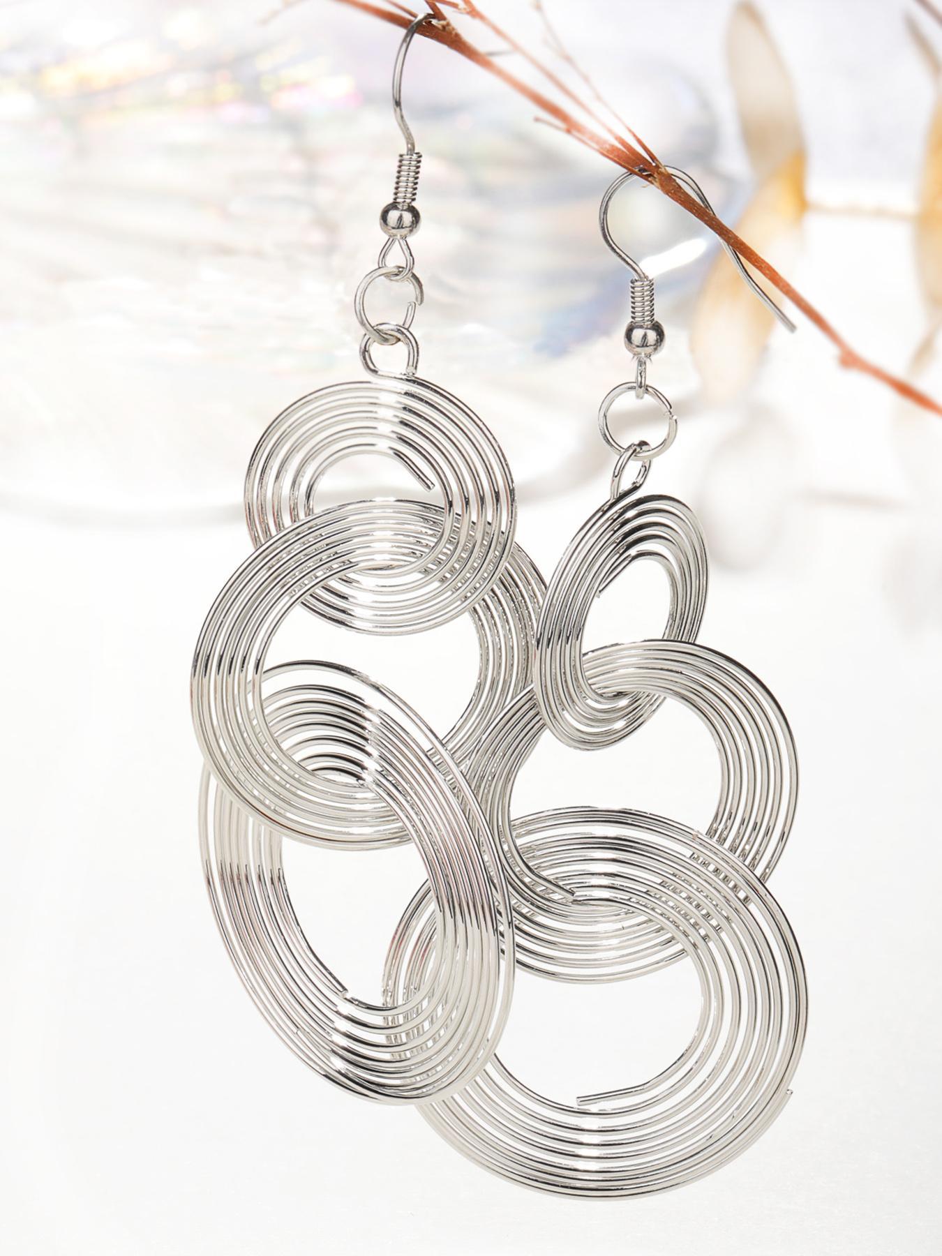 1 Pair Women's Elegant Fashion Dangle Earrings, Multi-layer Round Shaped Hoop Design Dangle Earrings, Casual Trendy Jewelry for Daily & Party