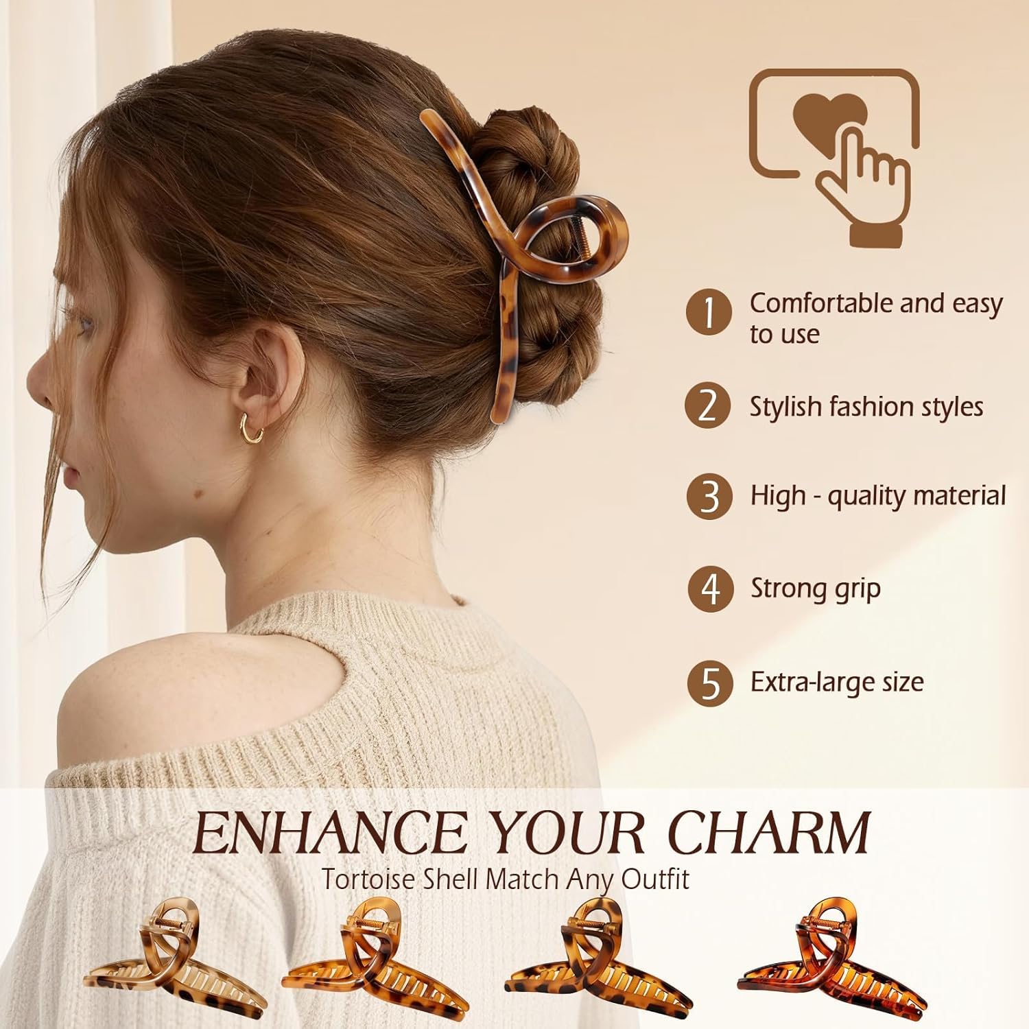 Sparkling‎ Rhinestone Claw Clip Brown Tortoise Shell Hair Accessory Women Tortoise Rhinestone Barrette - Etsy main image 4