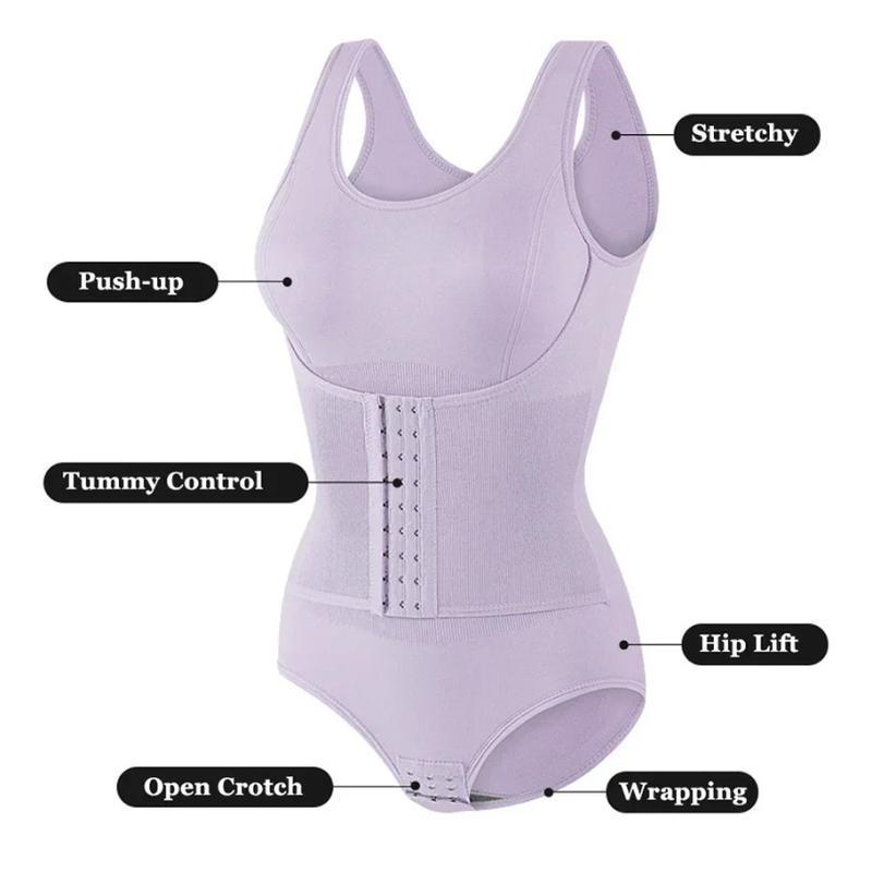 Women Zipper Bodysuit Shapewear For Daily Wear And Posture Support, Integrated Belt Body Shaper Top With Tummy Control, Waist Support, Firm Compression