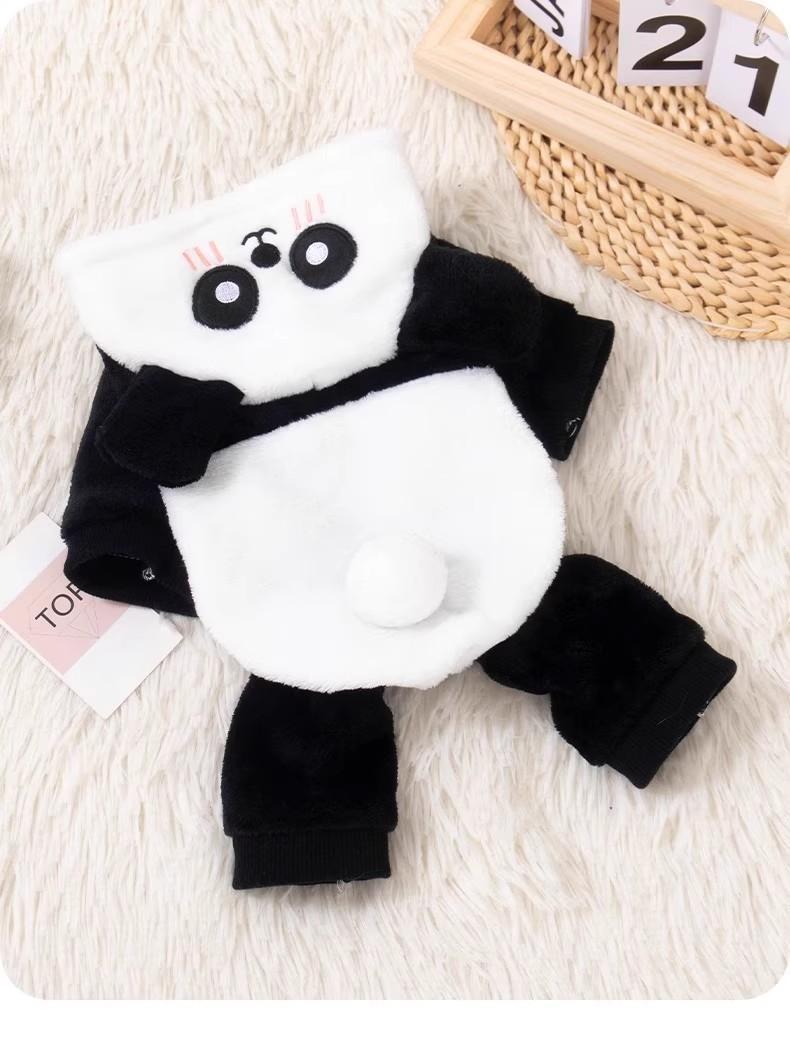 2026 New Thick Cotton Adorable Panda Print Non-Woven Pet Hoodie - Insulated, Warm, Comfortable, Windproof 4-Legged Coat for Small Dogs (Bichons), S Size Universal Autumn-Winter Dog & Cat Sweater, Insulation